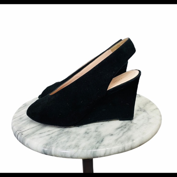 Celine Suede Peep Toe Wedge Heels - Picture 4 of 8